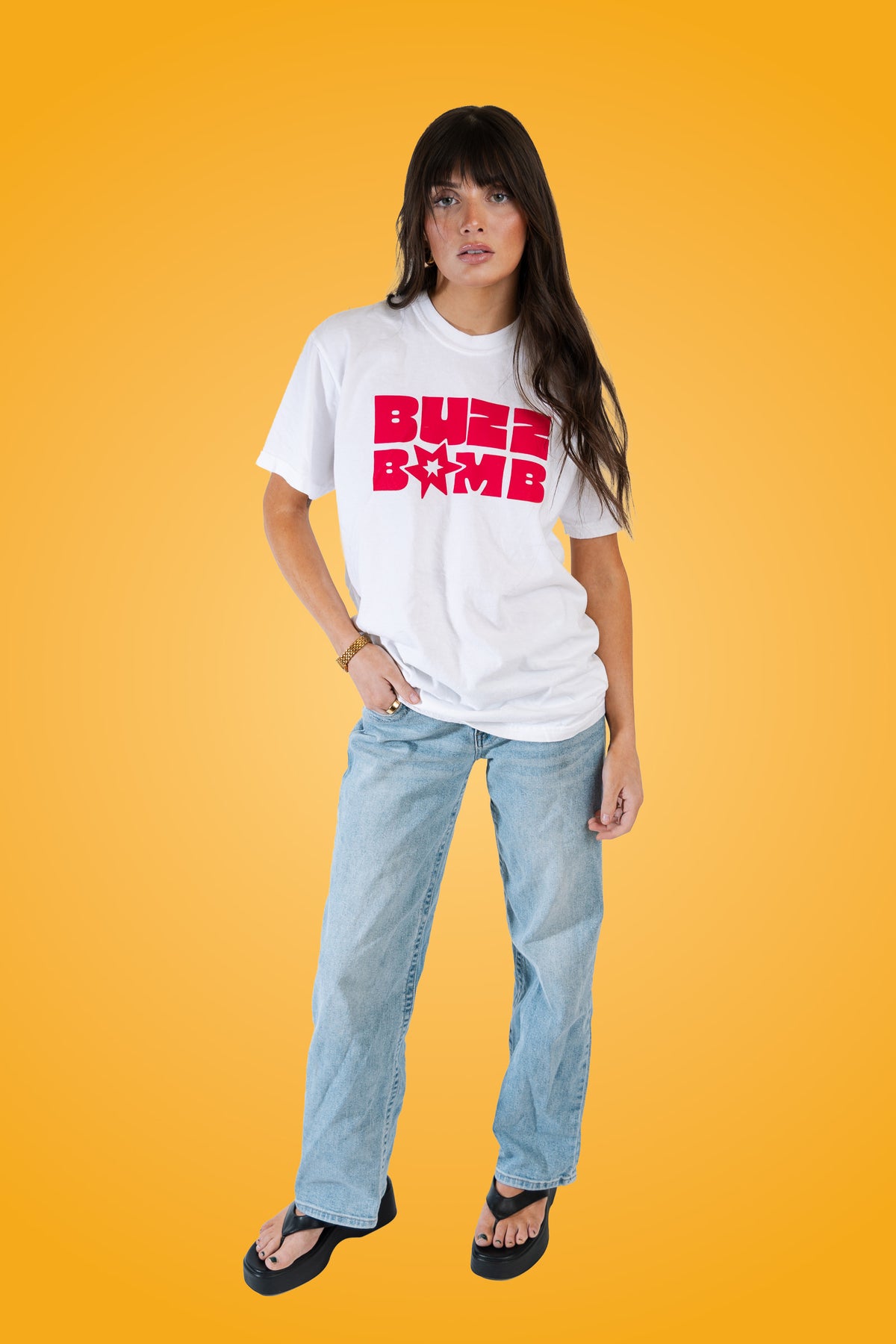 Buzz Bomb White Tee Comfort Colors